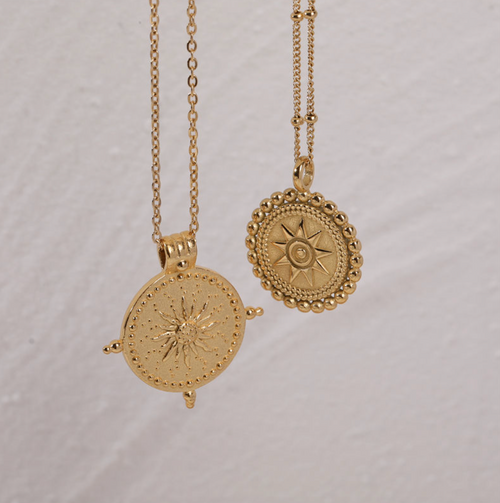 18K Gold Plated Star Sun Pendant Necklace