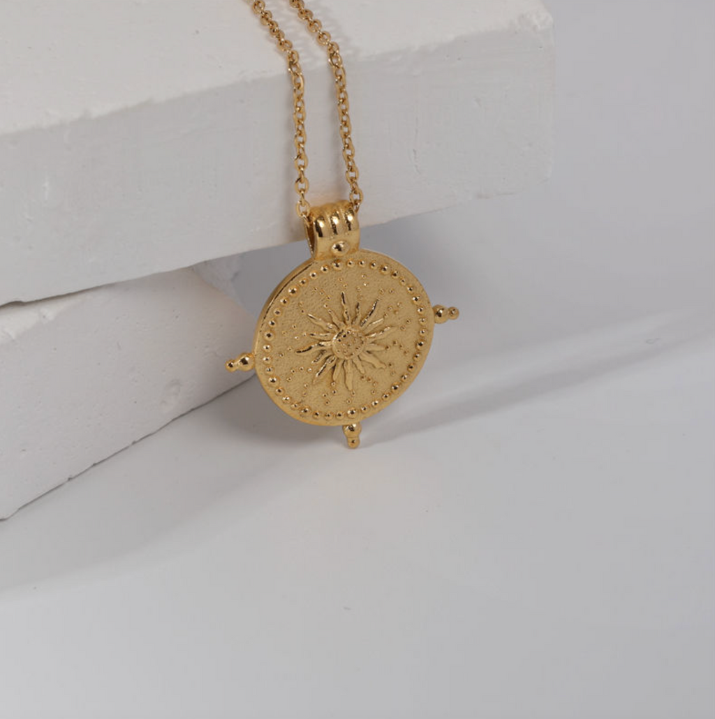 18K Gold Plated Star Sun Pendant Necklace