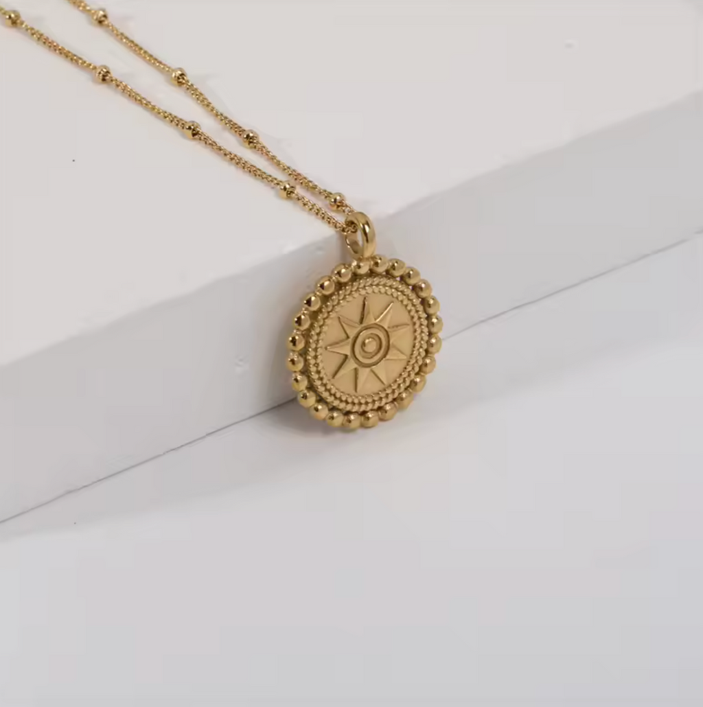 18K Gold Plated Star Sun Pendant Necklace