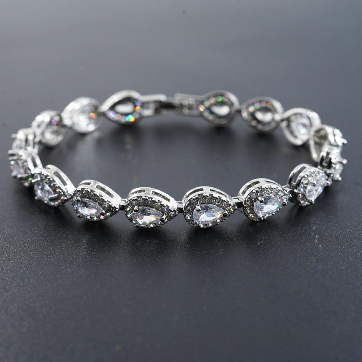 Gold Plated 5A CZ Flower Starlet Bracelet