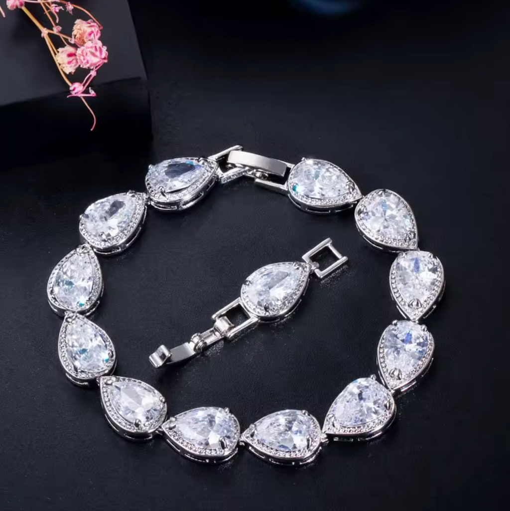 5-Color Teardrop CZ Tennis Bangle