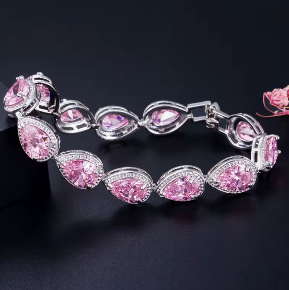 5-Color Teardrop CZ Tennis Bangle