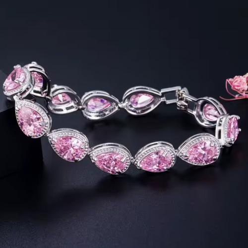 5-Color Teardrop CZ Tennis Bangle