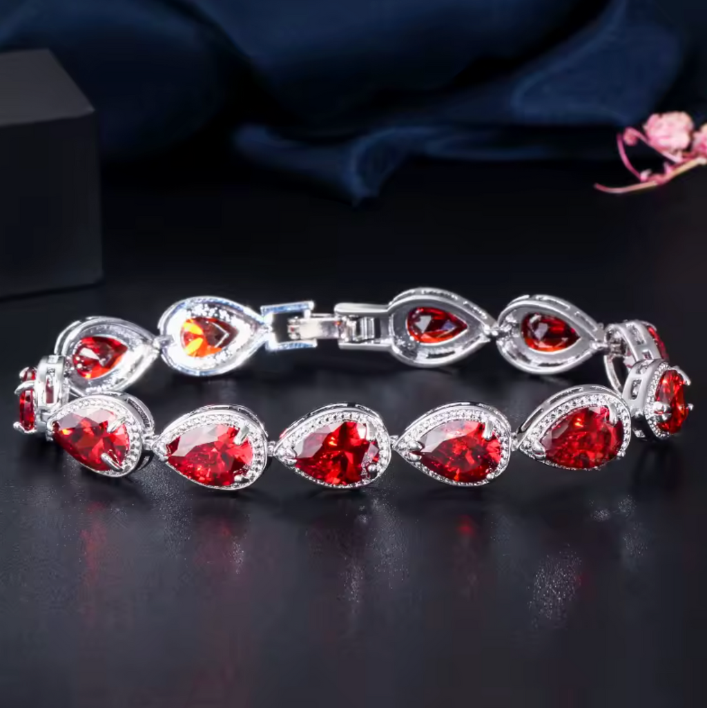5-Color Teardrop CZ Tennis Bangle