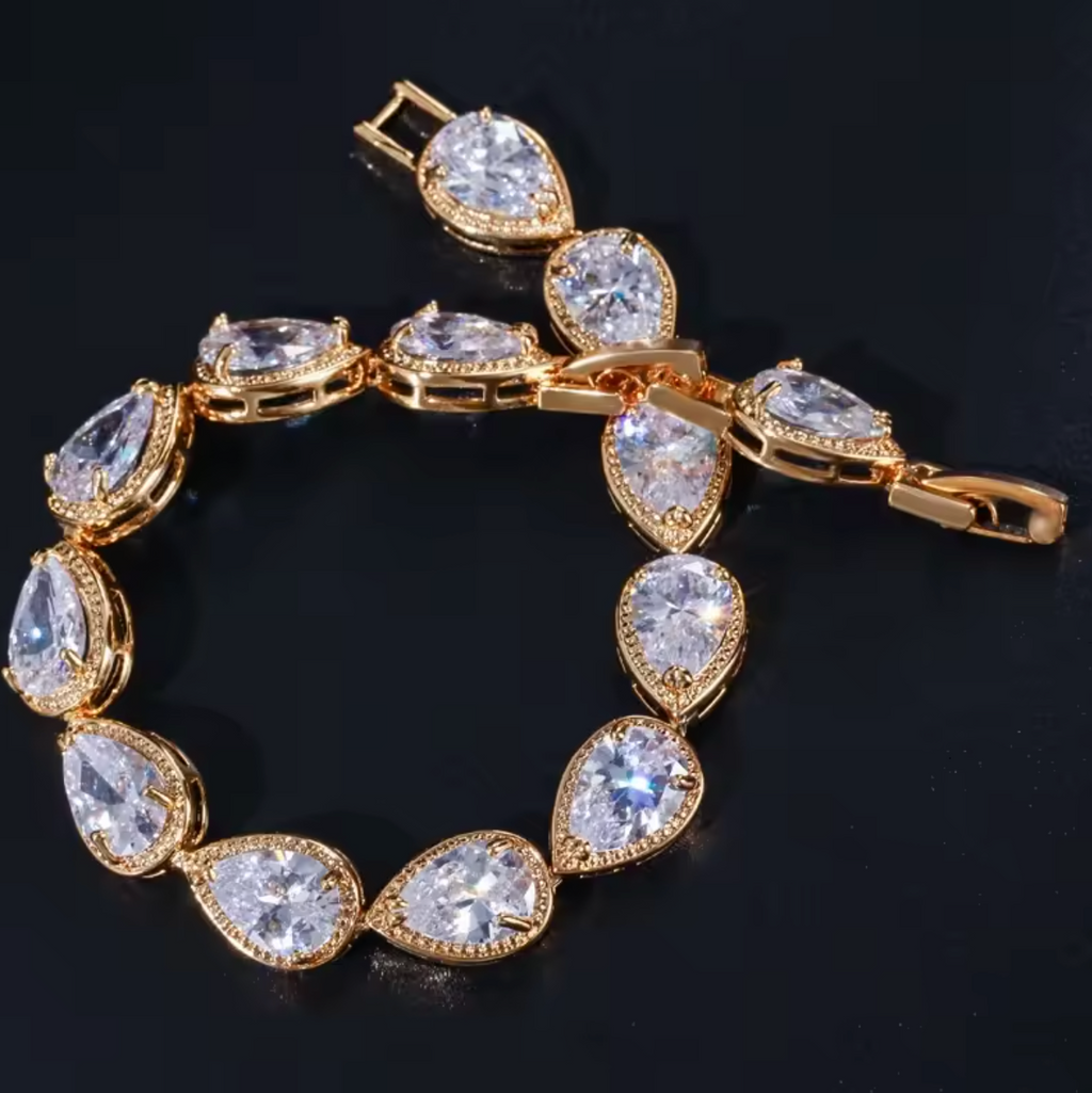 5-Color Teardrop CZ Tennis Bangle