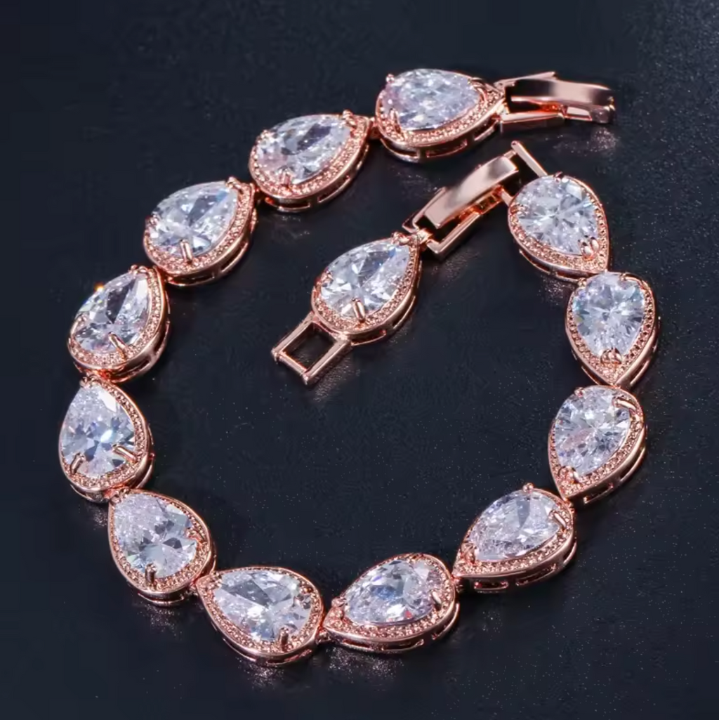 5-Color Teardrop CZ Tennis Bangle