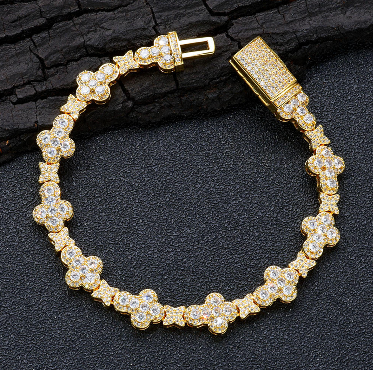 18K Gold Plated Cross Flower Chain Bracelet