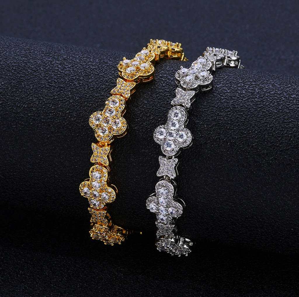 18K Gold Plated Cross Flower Chain Bracelet