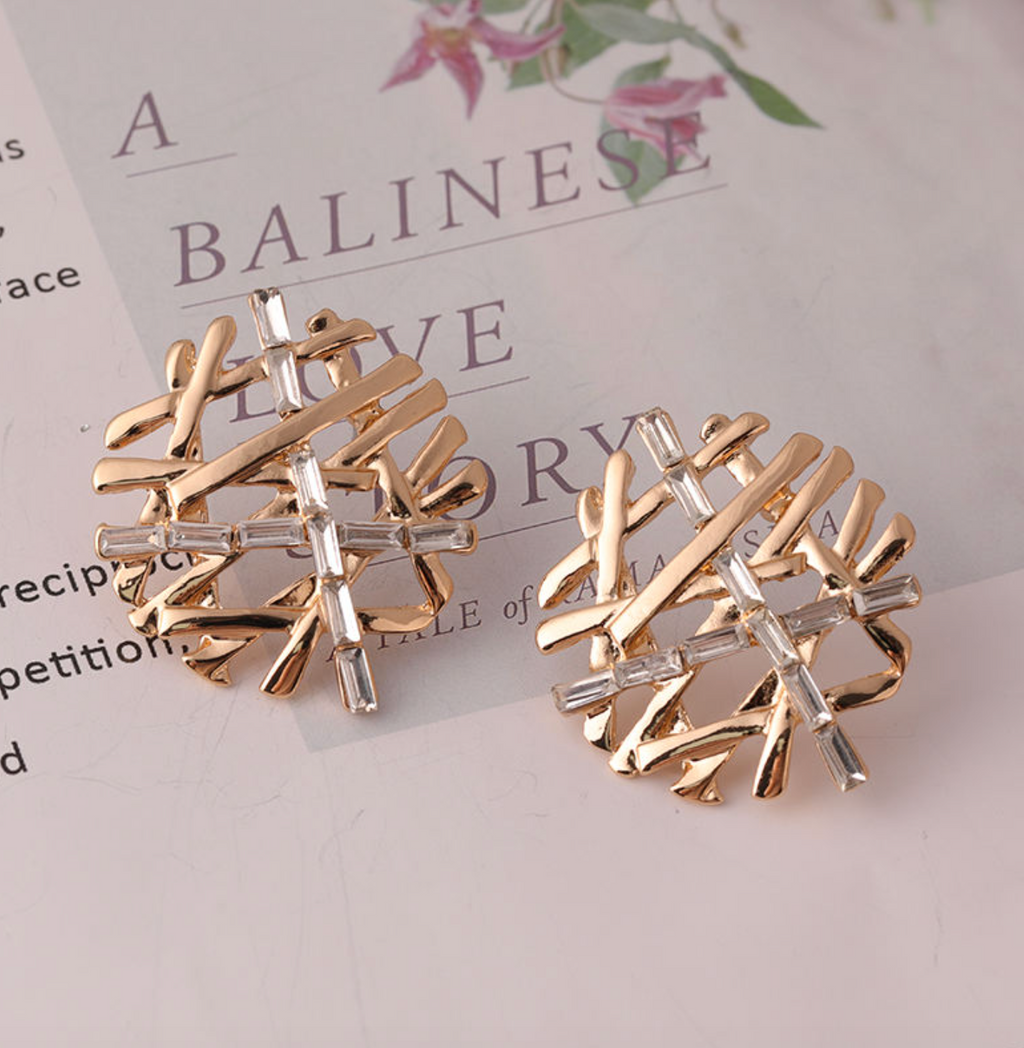 Snowflake Gold Stud Earrings