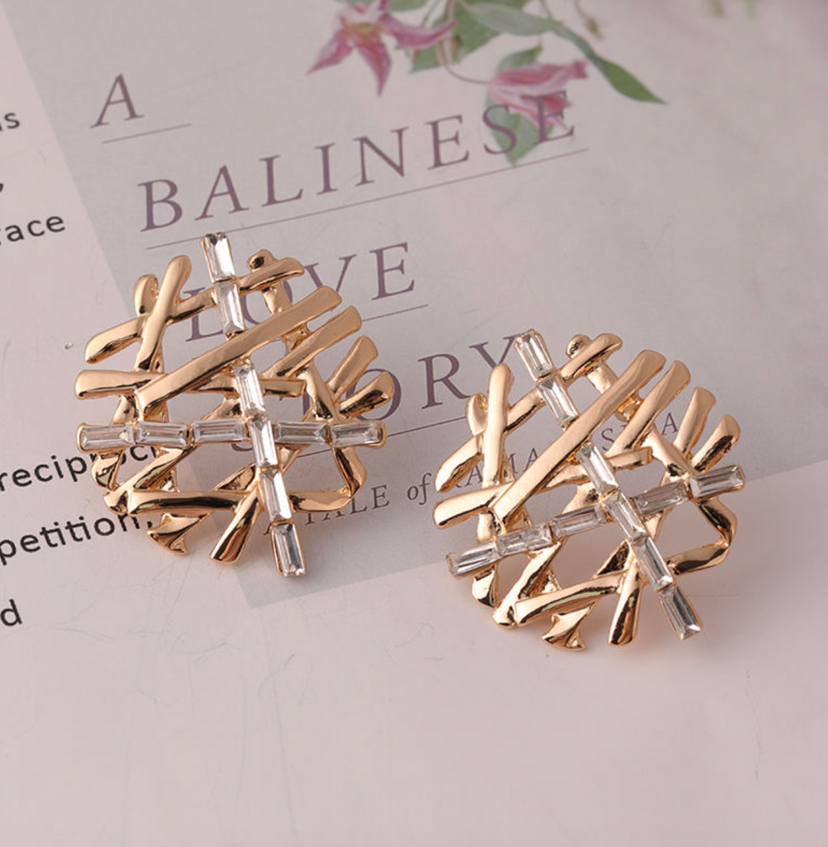Snowflake Gold Stud Earrings
