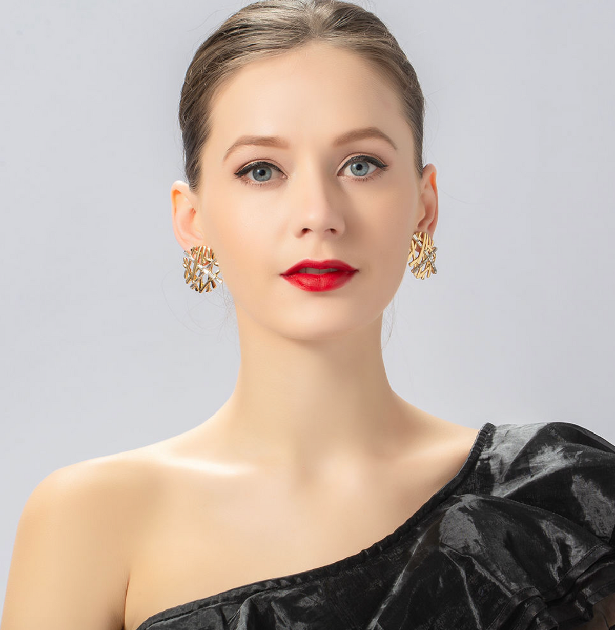 Snowflake Gold Stud Earrings
