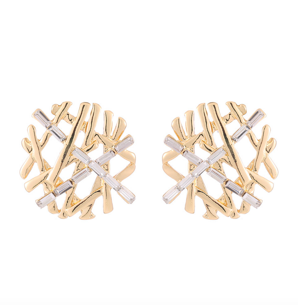 Snowflake Gold Stud Earrings