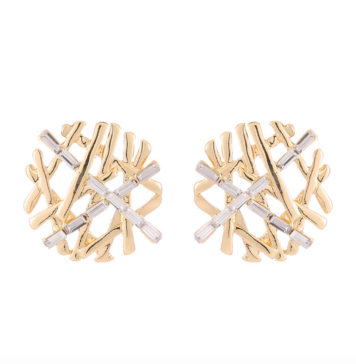 Snowflake Gold Stud Earrings