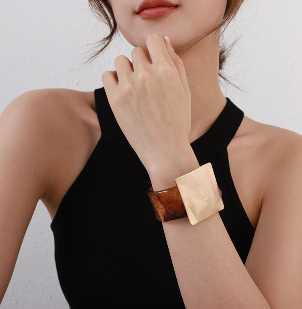 Chunky Geometric Square Cuff Bangle