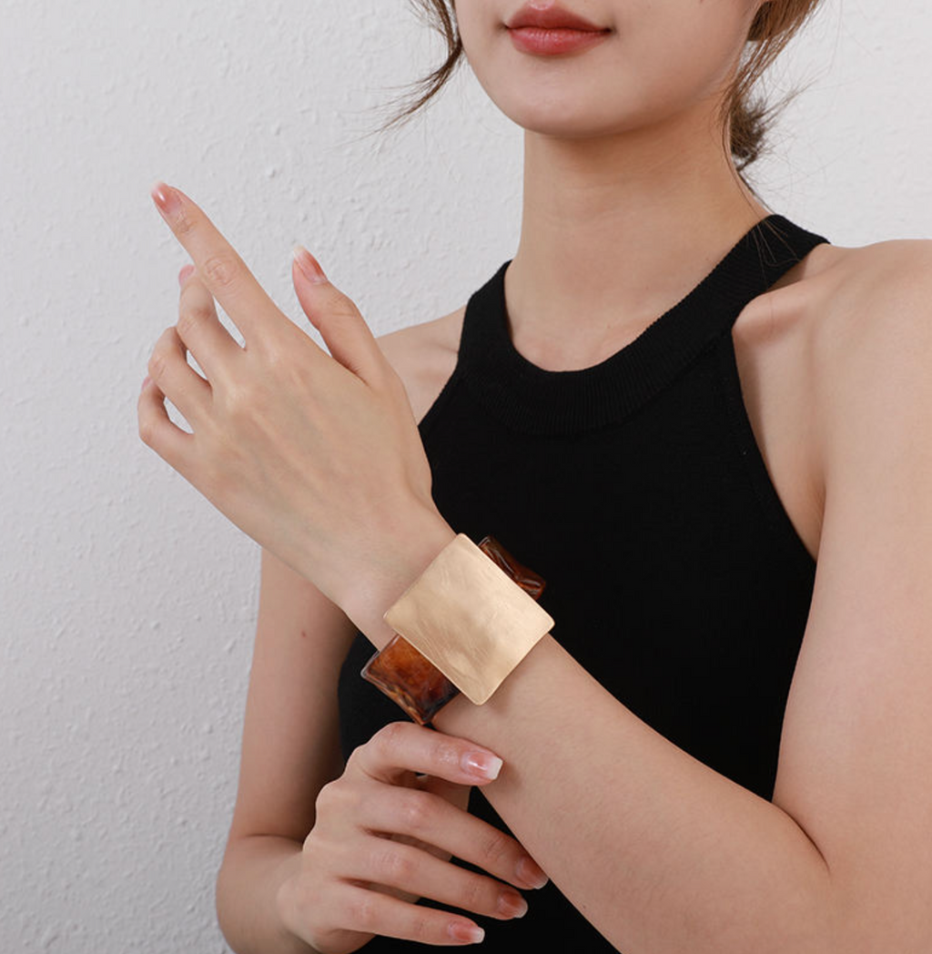Chunky Geometric Square Cuff Bangle