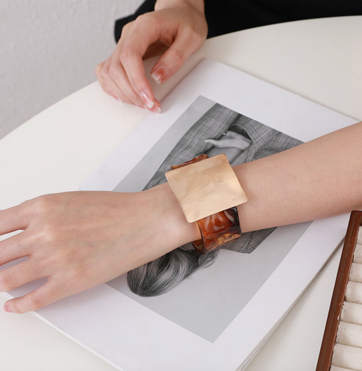 Chunky Geometric Square Cuff Bangle