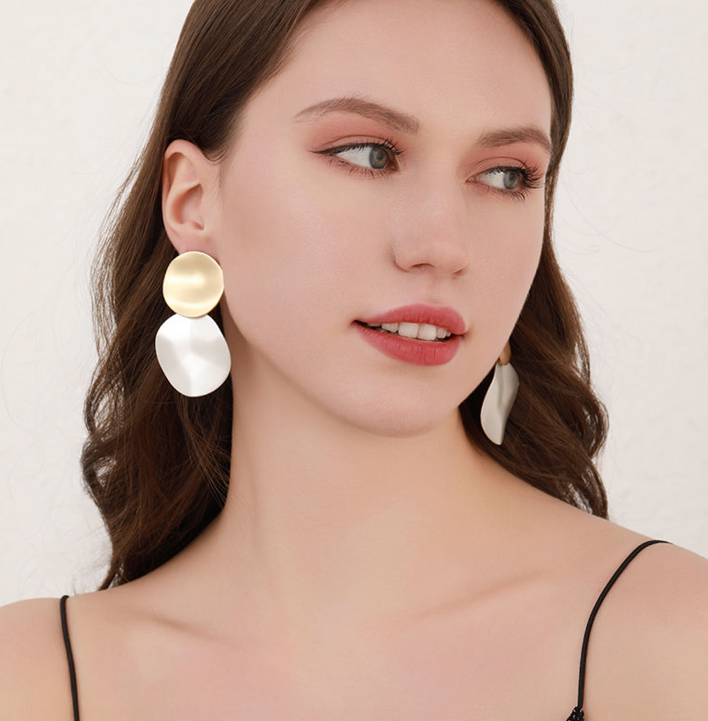 Retro Geometric Matte Circle Dangle Earrings