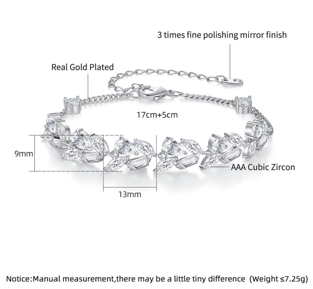 Adjustable Zircon Leaf Bracelet